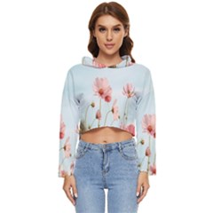 Cosmos Flower Blossom In Garden Women s Lightweight Cropped Hoodie by artworkshop