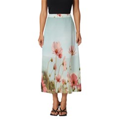 Cosmos Flower Blossom In Garden Classic Midi Chiffon Skirt