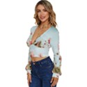 Cosmos Flower Blossom In Garden Long Sleeve Deep-V Velour Top View2