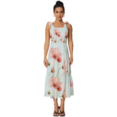 Cosmos Flower Blossom In Garden Tie-strap Tiered Midi Chiffon Dress by artworkshop