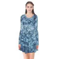 Water Splash Texture  Long Sleeve V-neck Flare Dress by artworkshop