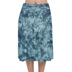 Water Splash Texture  Velvet Flared Midi Skirt by artworkshop