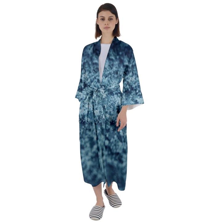 Water Splash Texture  Maxi Satin Kimono