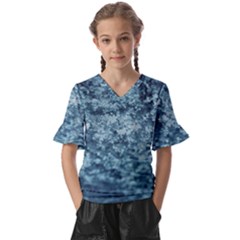 Water Splash Texture  Kids  V-neck Horn Sleeve Blouse by artworkshop