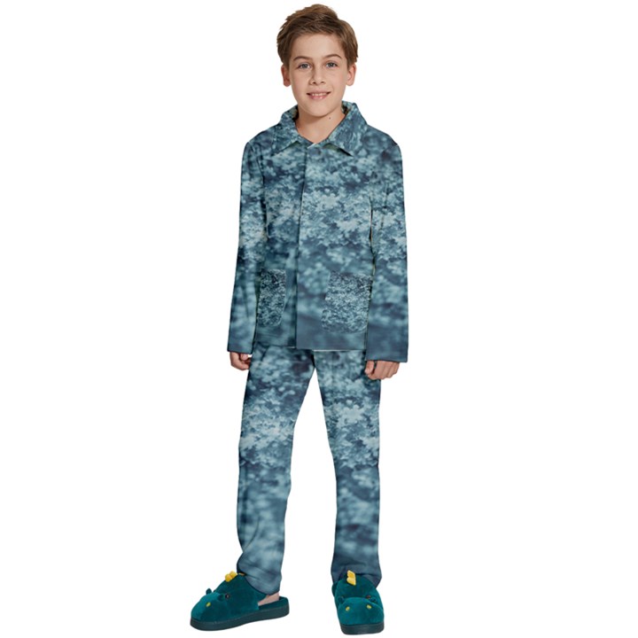 Water Splash Texture  Kids  Long Sleeve Velvet Pajamas Set