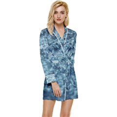 Water Splash Texture  Long Sleeve Satin Robe by artworkshop