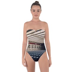 Dark Tunnels Within A Tunnel Tie Back One Piece Swimsuit by artworkshop