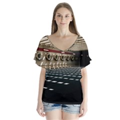 Dark Tunnels Within A Tunnel V-neck Flutter Sleeve Top by artworkshop