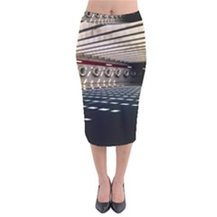 Dark Tunnels Within A Tunnel Velvet Midi Pencil Skirt by artworkshop