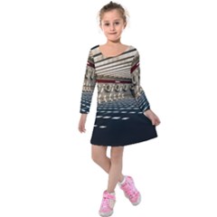 Dark Tunnels Within A Tunnel Kids  Long Sleeve Velvet Dress by artworkshop