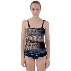 Dark Tunnels Within A Tunnel Twist Front Tankini Set by artworkshop