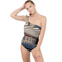 Dark tunnels within a tunnel Frilly One Shoulder Swimsuit View1