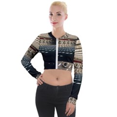 Dark Tunnels Within A Tunnel Long Sleeve Cropped Velvet Jacket by artworkshop