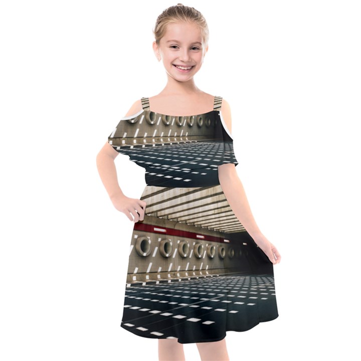 Dark tunnels within a tunnel Kids  Cut Out Shoulders Chiffon Dress