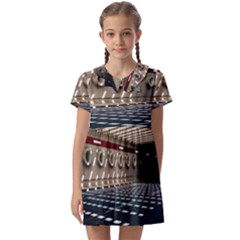 Dark Tunnels Within A Tunnel Kids  Asymmetric Collar Dress by artworkshop