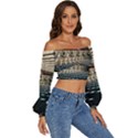 Dark tunnels within a tunnel Long Sleeve Crinkled Weave Crop Top View3