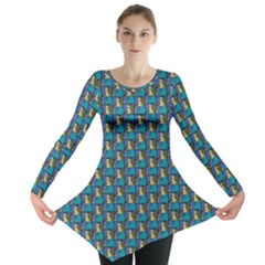 Evita Pop Art Style Graphic Motif Pattern Long Sleeve Tunic 