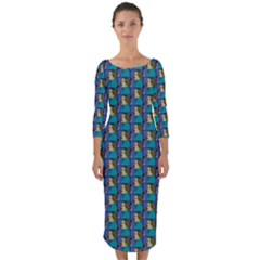 Evita Pop Art Style Graphic Motif Pattern Quarter Sleeve Midi Bodycon Dress by dflcprintsclothing