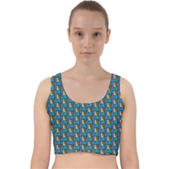 Evita Pop Art Style Graphic Motif Pattern Velvet Racer Back Crop Top by dflcprintsclothing