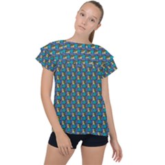 Evita Pop Art Style Graphic Motif Pattern Ruffle Collar Chiffon Blouse