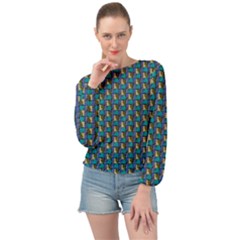 Evita Pop Art Style Graphic Motif Pattern Banded Bottom Chiffon Top by dflcprintsclothing