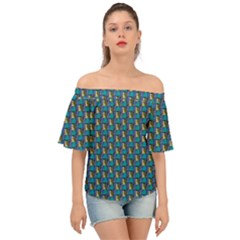 Evita Pop Art Style Graphic Motif Pattern Off Shoulder Short Sleeve Top by dflcprintsclothing