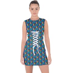 Evita Pop Art Style Graphic Motif Pattern Lace Up Front Bodycon Dress by dflcprintsclothing