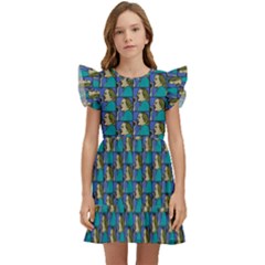 Evita Pop Art Style Graphic Motif Pattern Kids  Winged Sleeve Dress by dflcprintsclothing