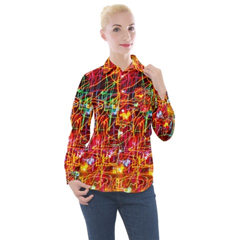 Design Art Pattern Women s Long Sleeve Pocket Shirt by artworkshop