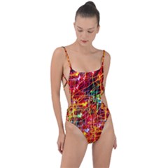 Design Art Pattern Tie Strap One Piece Swimsuit by artworkshop