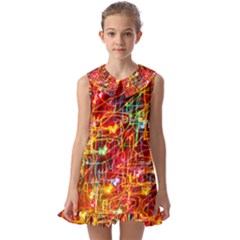 Design Art Pattern Kids  Pilgrim Collar Ruffle Hem Dress