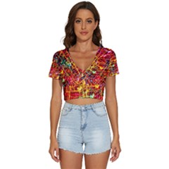 Design Art Pattern V-neck Crop Top