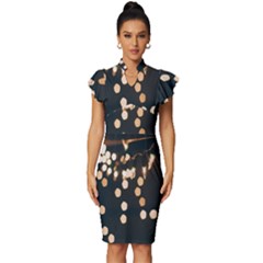 Design Decoration Wallpaper Vintage Frill Sleeve V-neck Bodycon Dress by artworkshop