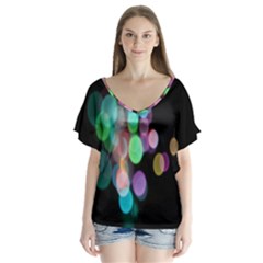 Design Microbiology Wallpaper V-neck Flutter Sleeve Top by artworkshop