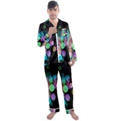 Design Microbiology Wallpaper Men s Long Sleeve Satin Pajamas Set by artworkshop