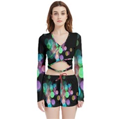 Design Microbiology Wallpaper Velvet Wrap Crop Top And Shorts Set by artworkshop