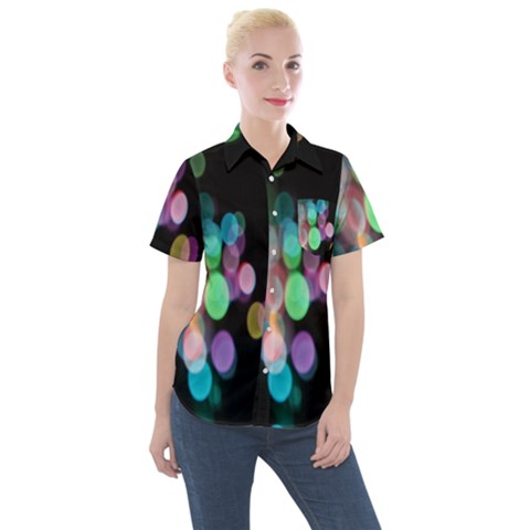 Design Microbiology Wallpaper Women s Short Sleeve Pocket Shirt by artworkshop