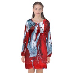 Design Pattern Decoration Long Sleeve Chiffon Shift Dress  by artworkshop