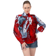 Design Pattern Decoration High Neck Long Sleeve Chiffon Top