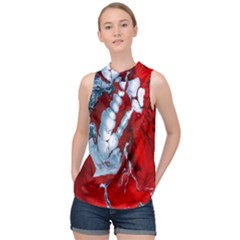 Design Pattern Decoration High Neck Satin Top