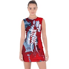 Design Pattern Decoration Lace Up Front Bodycon Dress by artworkshop