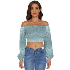 Design Pattern Texture Long Sleeve Crinkled Weave Crop Top