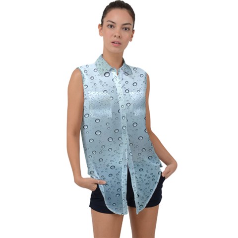 Design Pattern Texture Bubble Sleeveless Chiffon Button Shirt by artworkshop