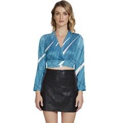 Design Texture Long Sleeve Tie Back Satin Wrap Top