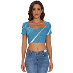 Design Texture Short Sleeve Square Neckline Crop Top 