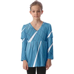 Design Texture Kids  V Neck Casual Top