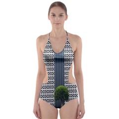 Exterior Building Pattern Cut-out One Piece Swimsuit by artworkshop