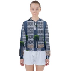 Exterior Building Pattern Women s Tie Up Sweat