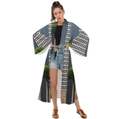 Exterior Building Pattern Maxi Kimono by artworkshop