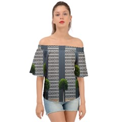 Exterior Building Pattern Off Shoulder Short Sleeve Top by artworkshop